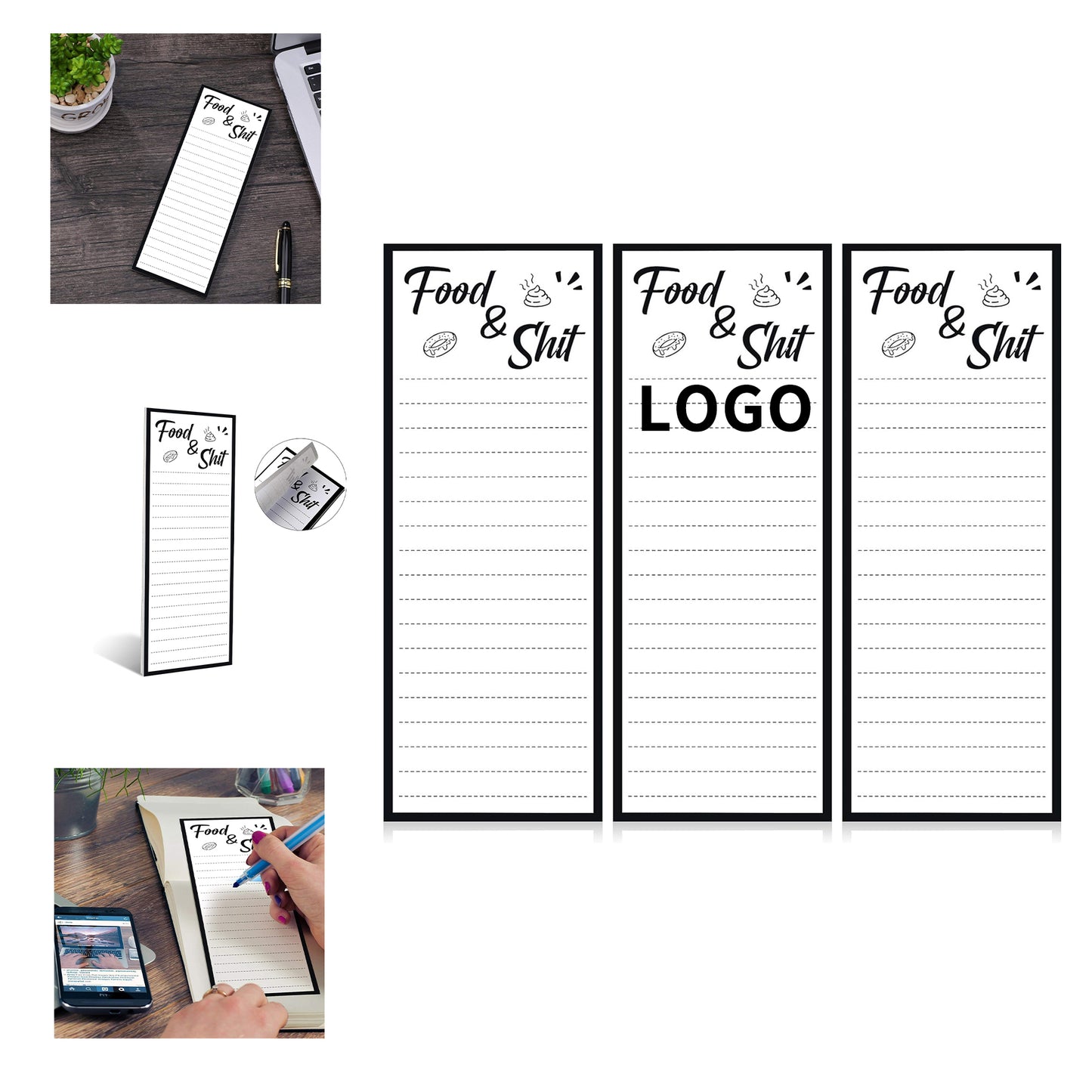 3 x 8 Inch 50 Sheets Magnetic List Notepad Funny Grocery List - White