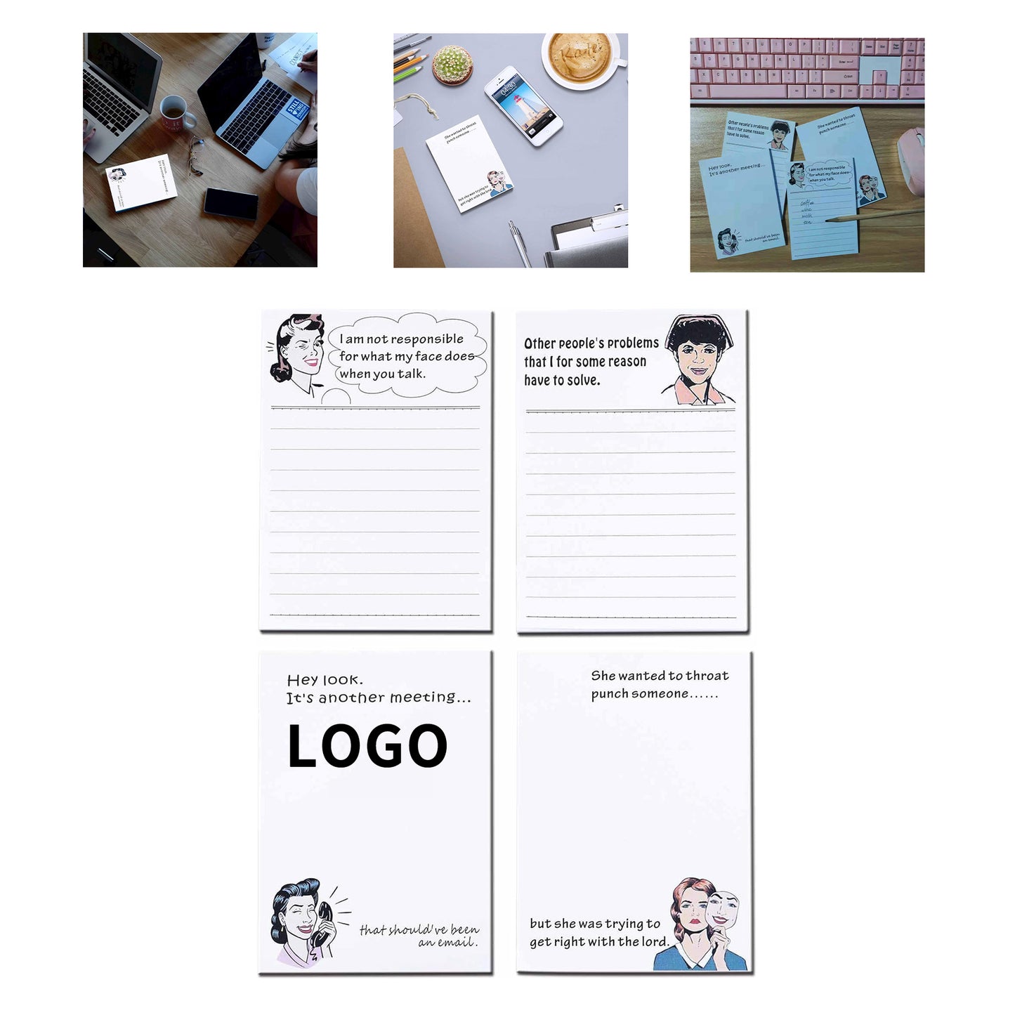 4 x 5.5 in 50 Sheets Funny Novelty Memo Pad - White