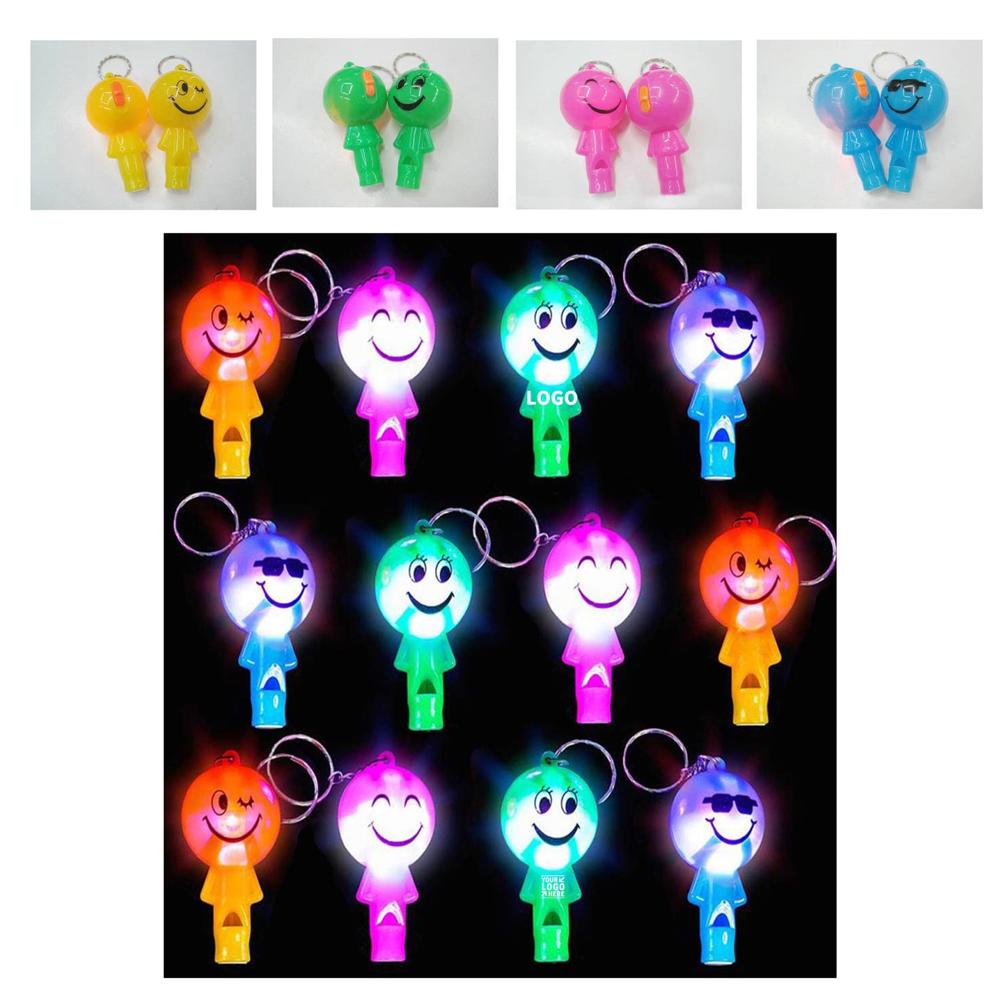 Light Up Keychains for Kids with Whistles
