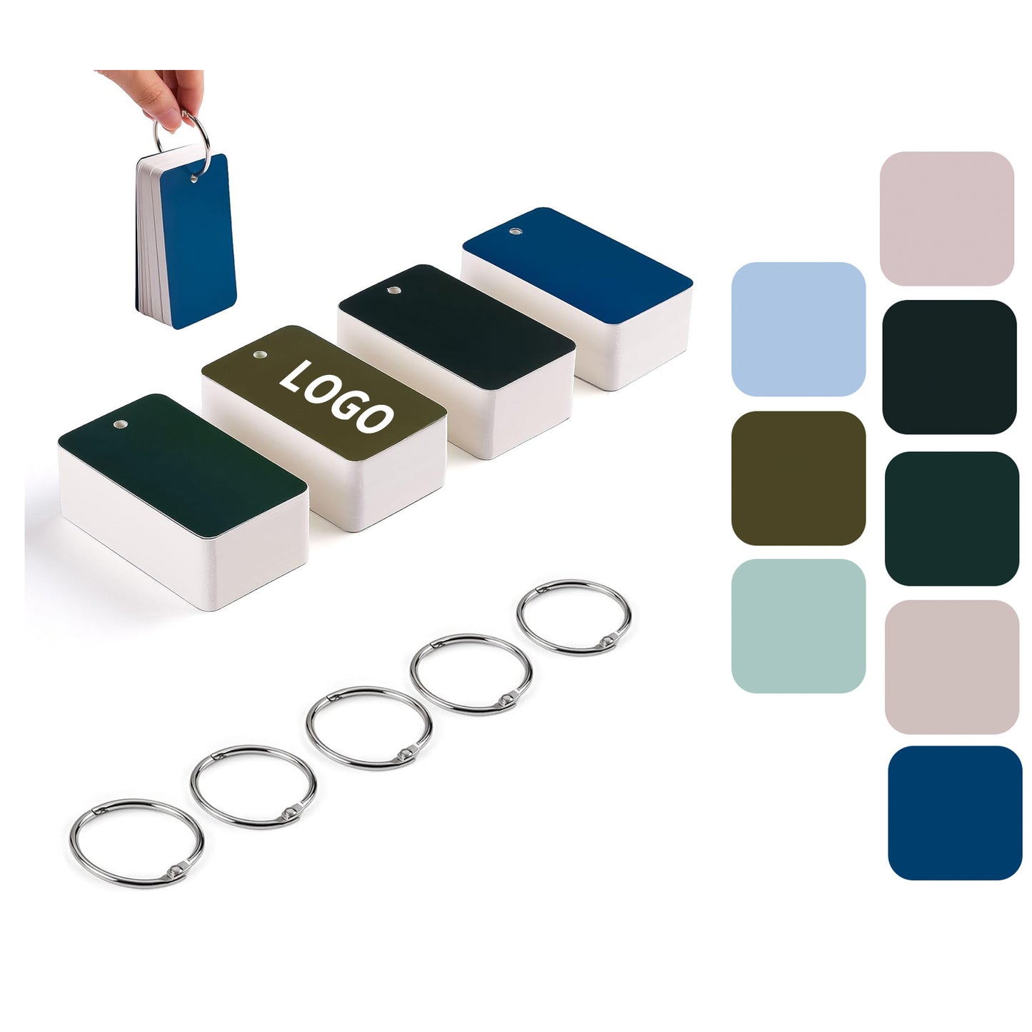 2 x 3.5 Inches 100 Sheets Blank Flash Card Index Card with Binder Ring