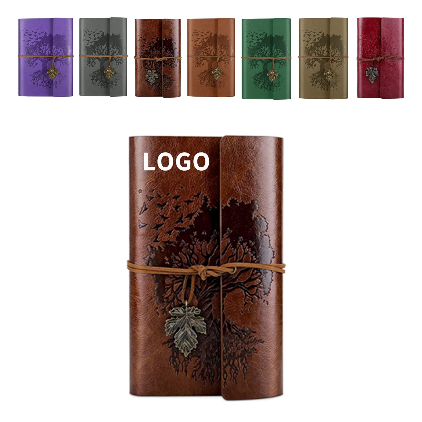 A6 7.3" x 5.1" 100 Gsm Blank Paper 160 Pages Leather Journal Notebook Travel Journal with 2 Pockets - Purple