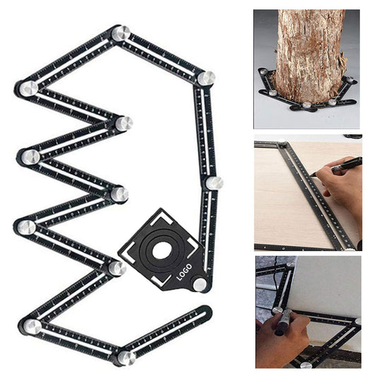 Multi-Angle Measuring Ruler Multi Angle Tool 12-Sided Angle Measurement - Black