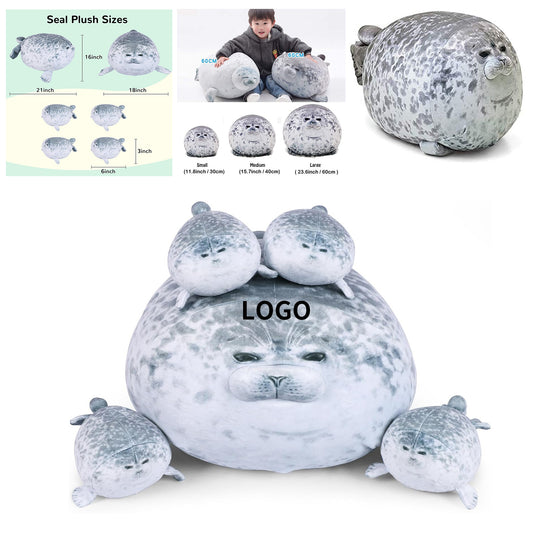 Chubby Blob Seal Pillow Cute Seal Plush Toy Cotton Stuffed Animals - Gray