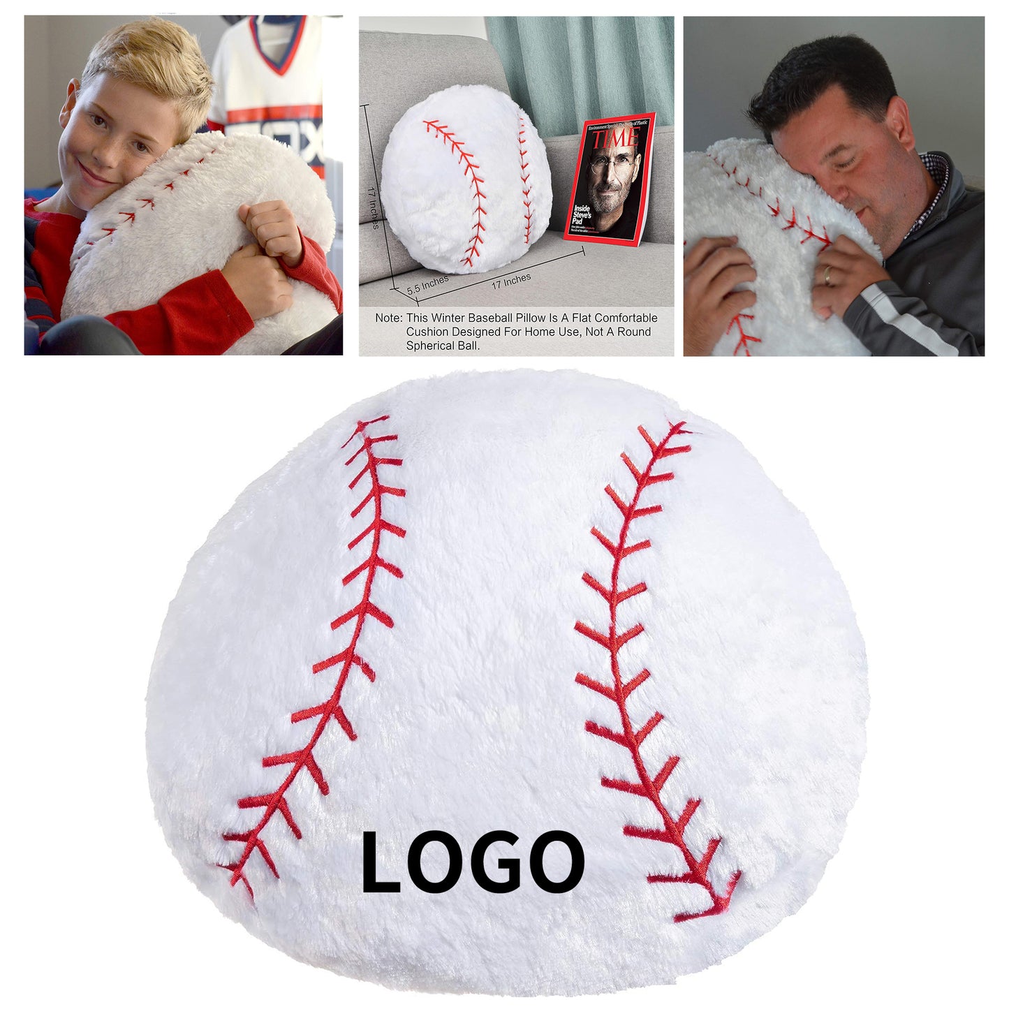 Stuffed Baseball Pillow - White
