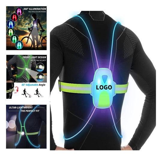 Reflective Running Vest with Front Light - Green