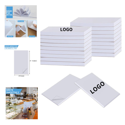 100 Sheets 3"x 5" Note Pads Memo Pads - White