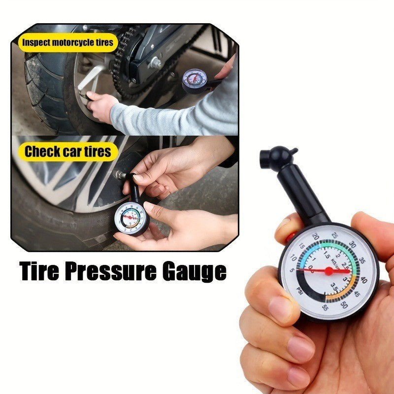 Round Tire Pressure Gauge - Black