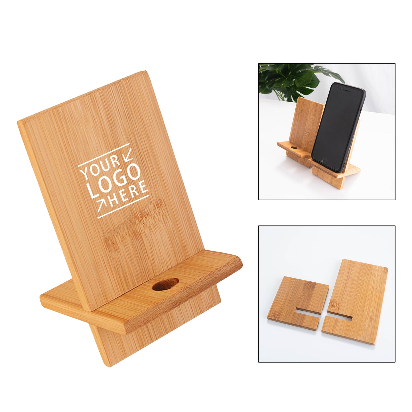 Bamboo Detachable Phone Holder - Wood