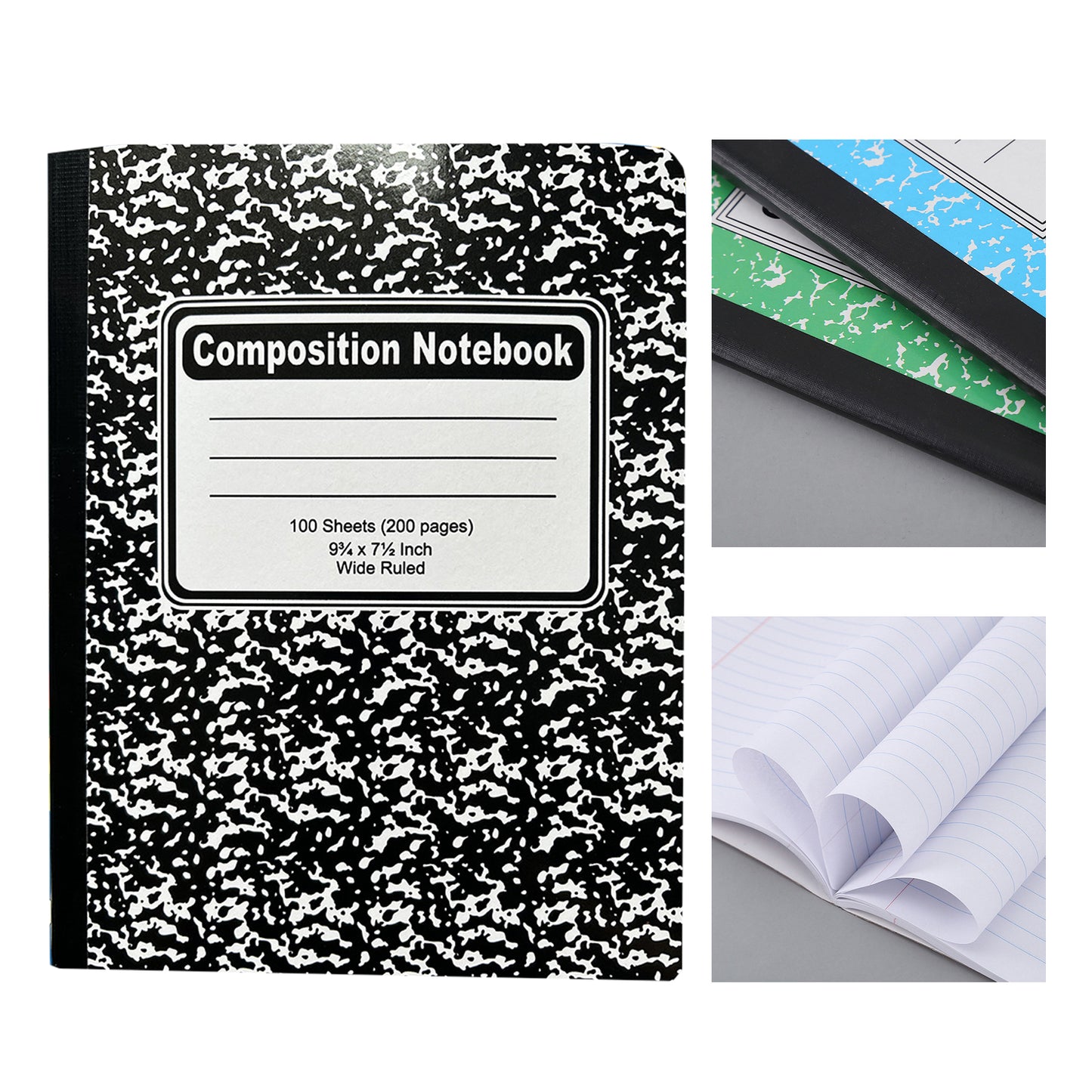 Thickening Marbled Composition Book - Black