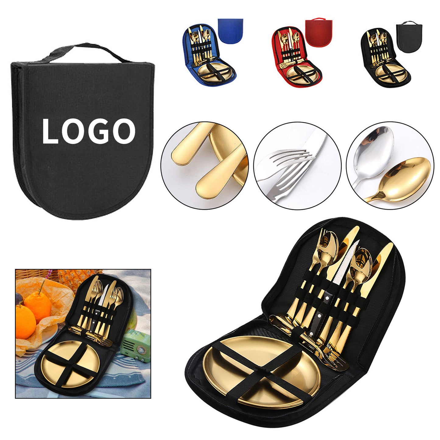 Luxury Stainless Steel Flatware Set with Case - Silver