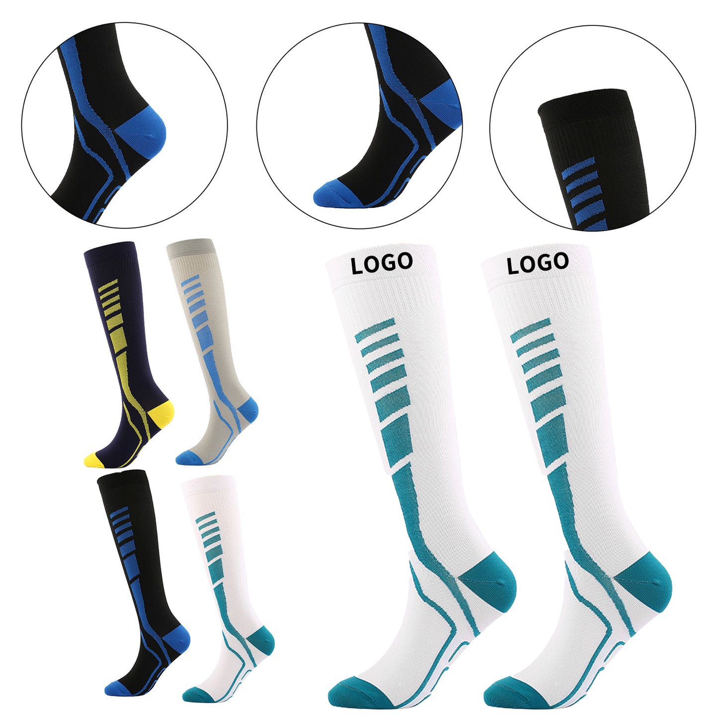 Comfort-Fit Performance Compression Socks - White