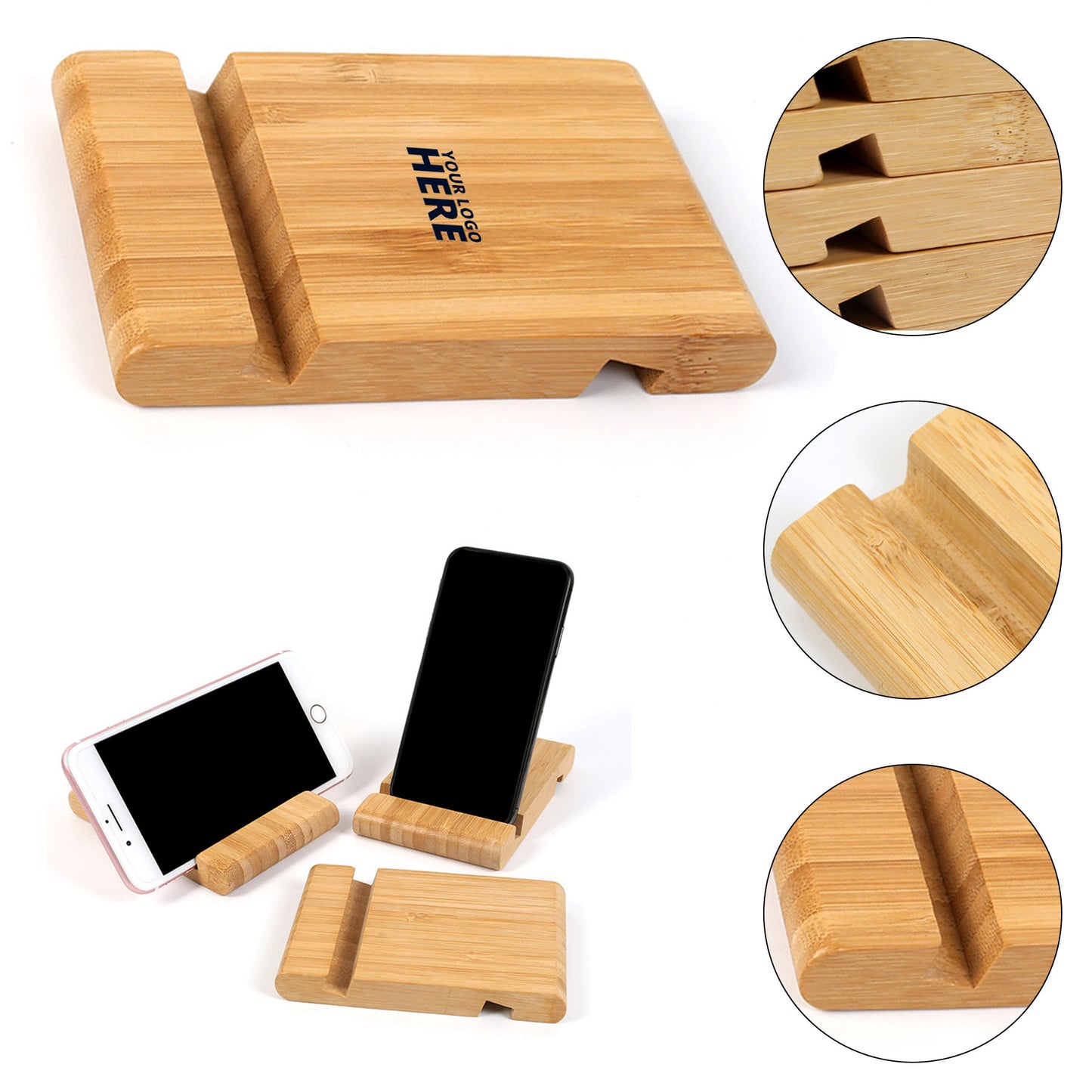 Eco-Friendly Bamboo Smartphone Stand - Wood Brown