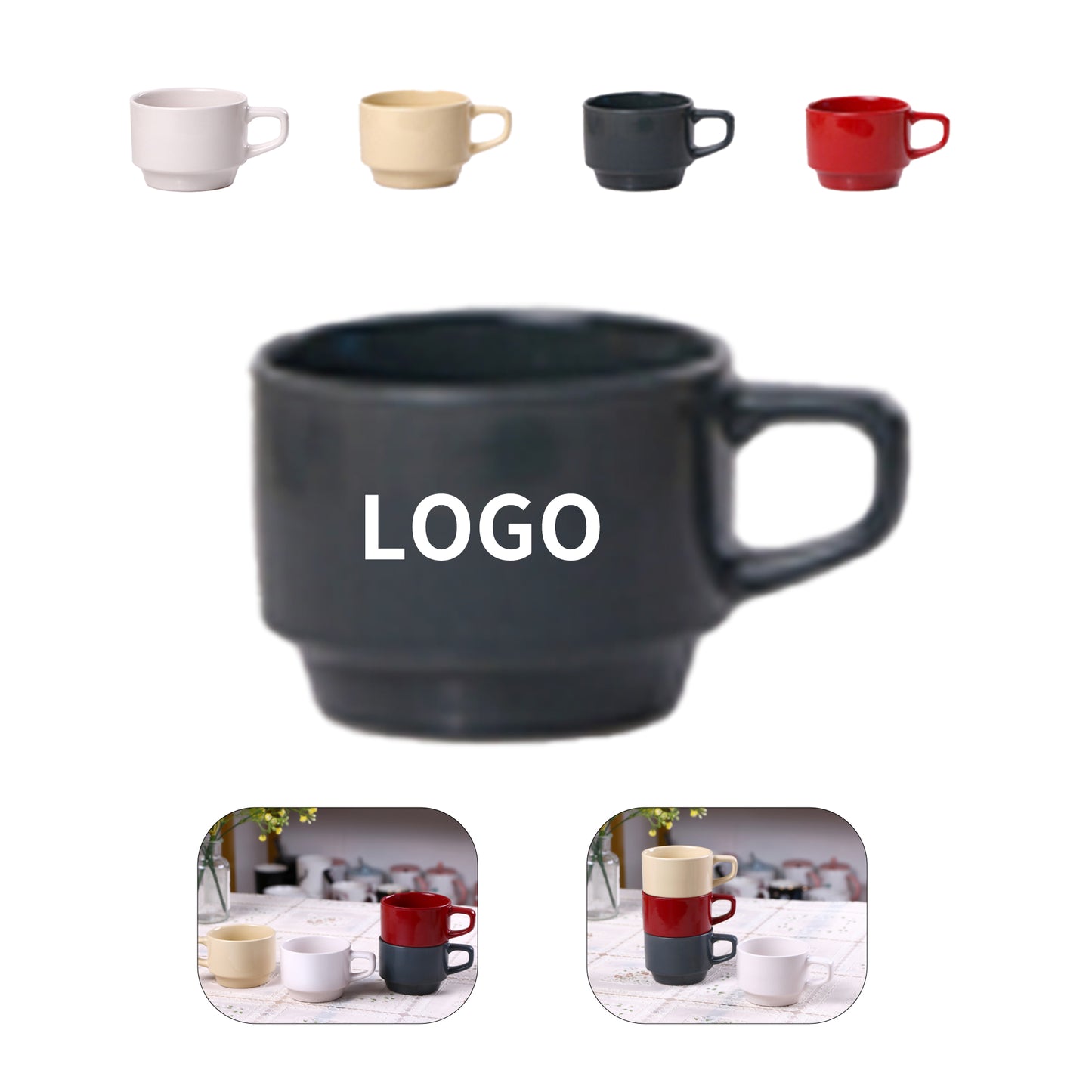 6 Oz. Ceramic Stackable Efficiency Mug 200ml - Yellow Cream