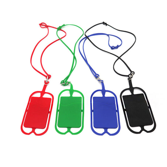 Neck Phone Holder w/Card Pocket and Silicone Neck Strap