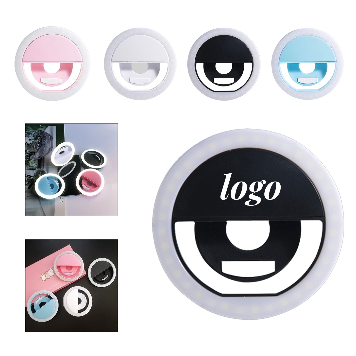 LED Clip On Virtual Online Meeting and Selfie Ring Lights - Blue
