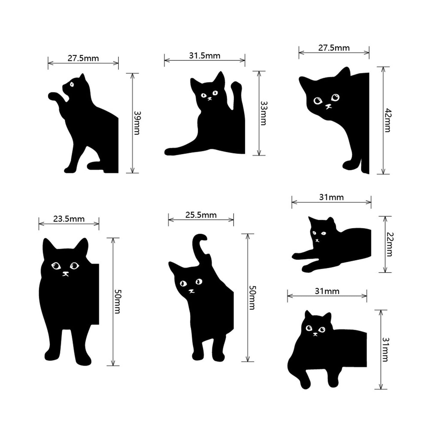 Magnetic Bookmarks Assorted Cute Book Markers - Black