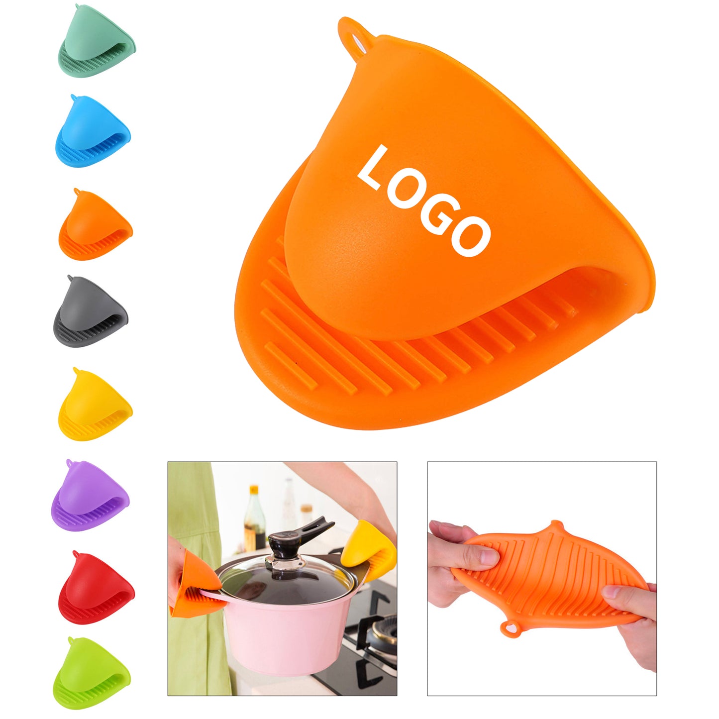 Silicone Oven Mitt Baking Gloves Finger Pinch Grip - Red