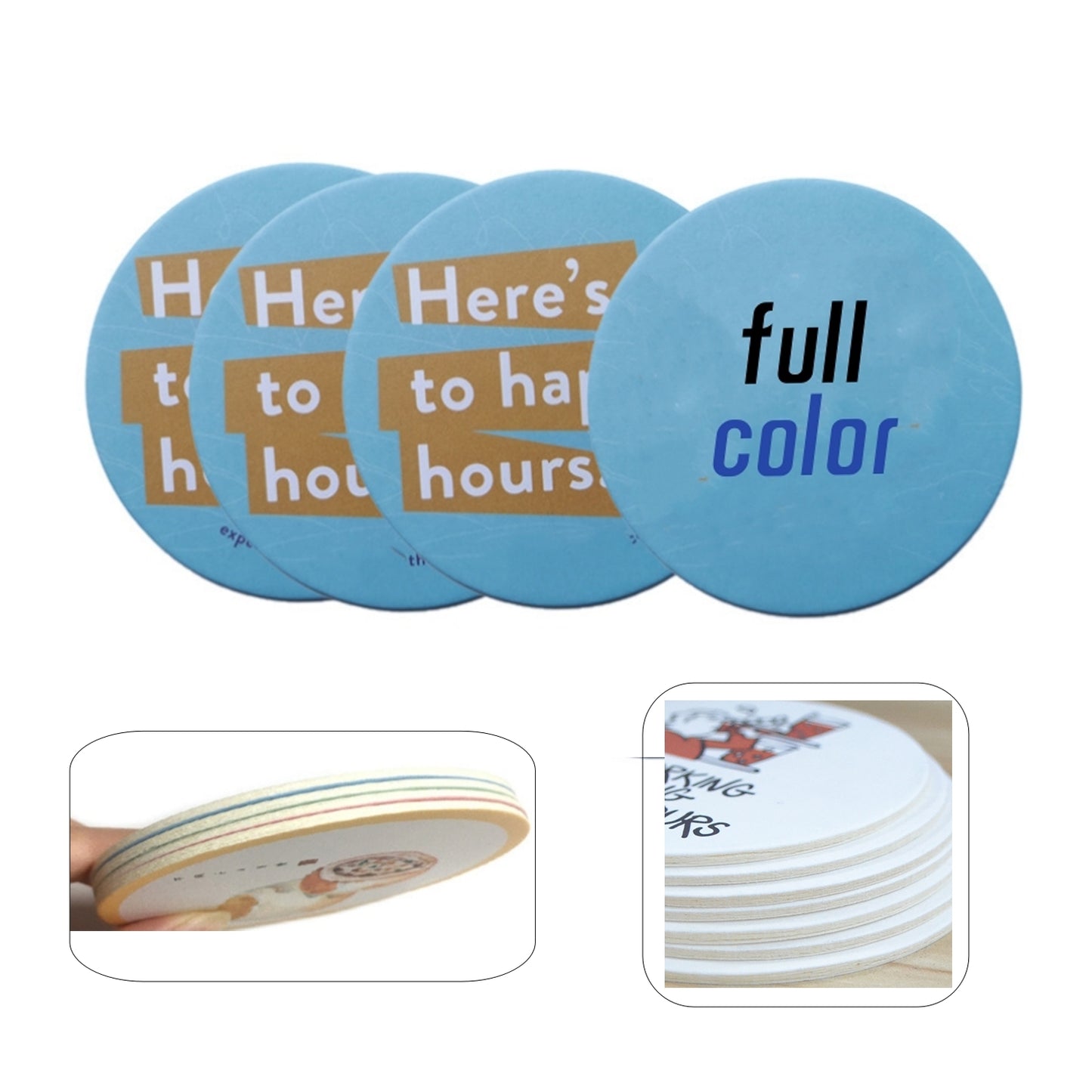 Laminated Round Paper Coasters - Custom