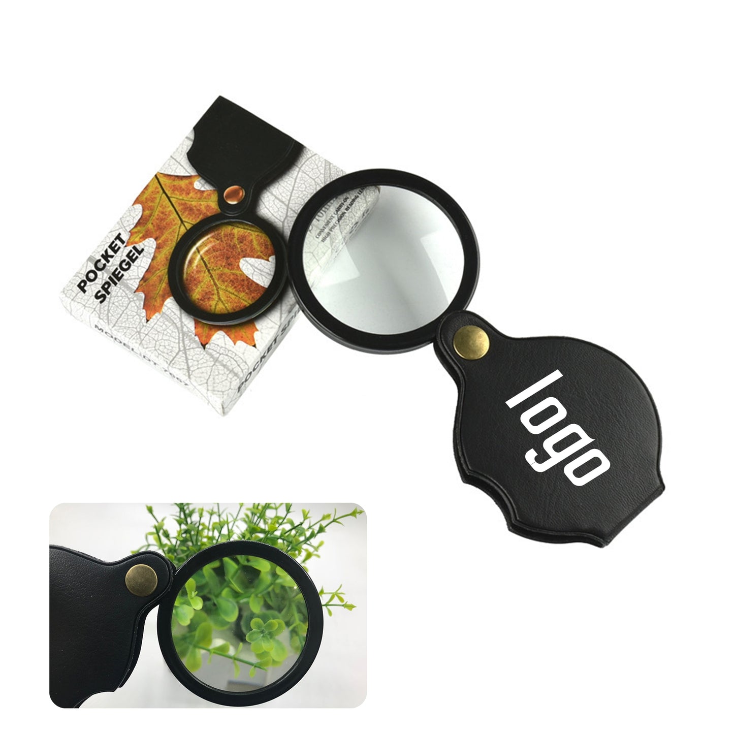 Rotating Magnifier Pocket Magnifying Glass MOQ 100PCS - Black