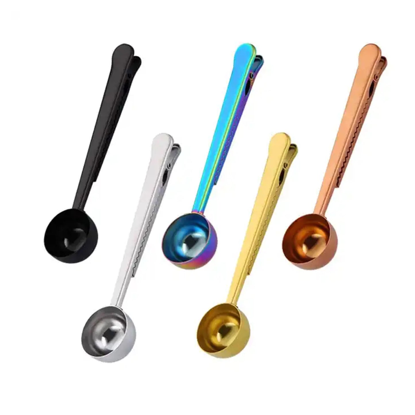 Multifunctional Coffee Measuring Spoons With Clip - Gold