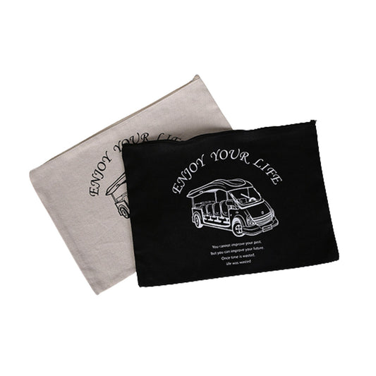 Canvas Zipper Pencil Pouch - Blue