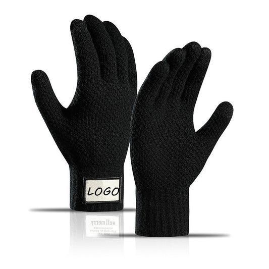 Thick Adult Warmth Gloves W/ 2 Finger Touch - Black