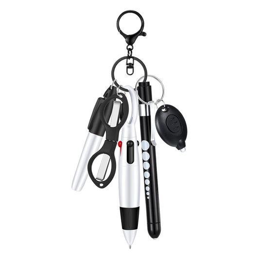 6-in-1 Shuttle Pens Retractable w/ Carabiner Keychain