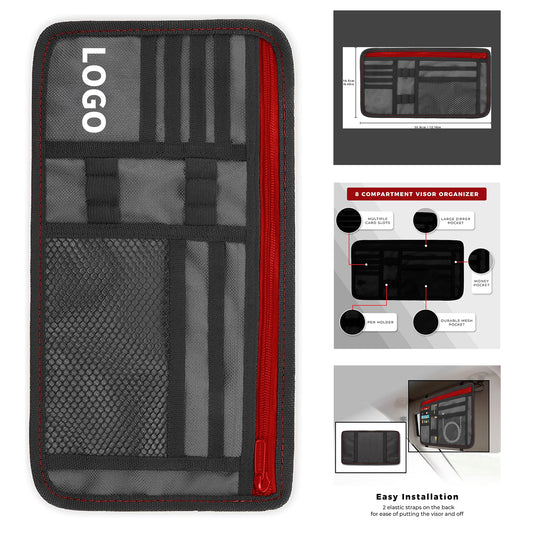 12.6 Inches Long x 6.49 Inches Wide 8 Compartment Car Sun Visor Organizer image 1