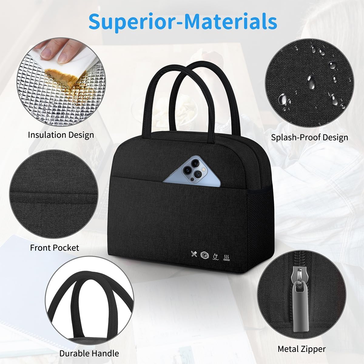 Stylish, Durable Insulated Lunch Bag: Perfect for Work, Travel & Everyday Use image 2
