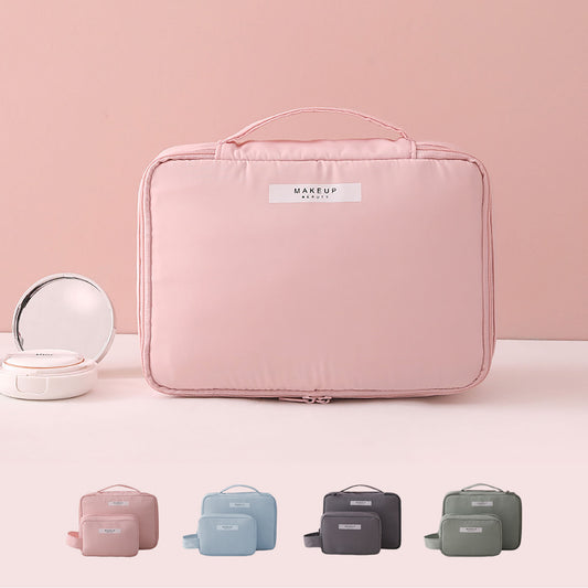 Waterproof Large Capacity Makeup Organizer Bag with Detachable Cosmetic Pouch image 0