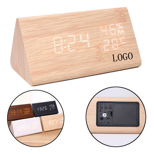 Wood Block LED Digital Clock Multifunction LED Display Desk Alarm Clock image 0
