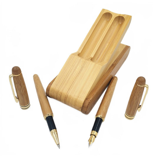 Handcrafted Bamboo Pen Set with Elegant Case image 1