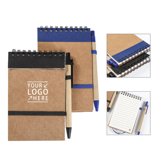 Kraft Paper Spiral Jotter Notebook With Pen image 0