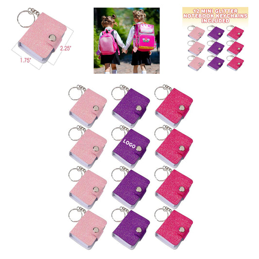 2.25" Tall x 1.75" 100 Unlined Pages Wide Mini Glitter Notebook Keychains image 0