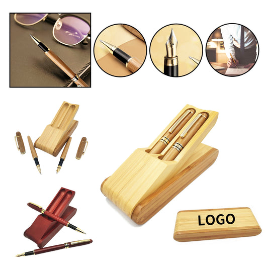 Handcrafted Bamboo Pen Set with Elegant Case image 0