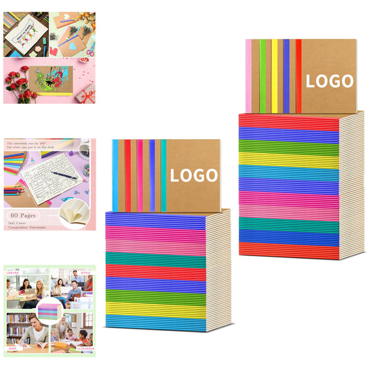 60 Pages 5.8 x 8.3 Inch Soft Cover Composition Ruled Lined A5 Kraft Notebook image 1