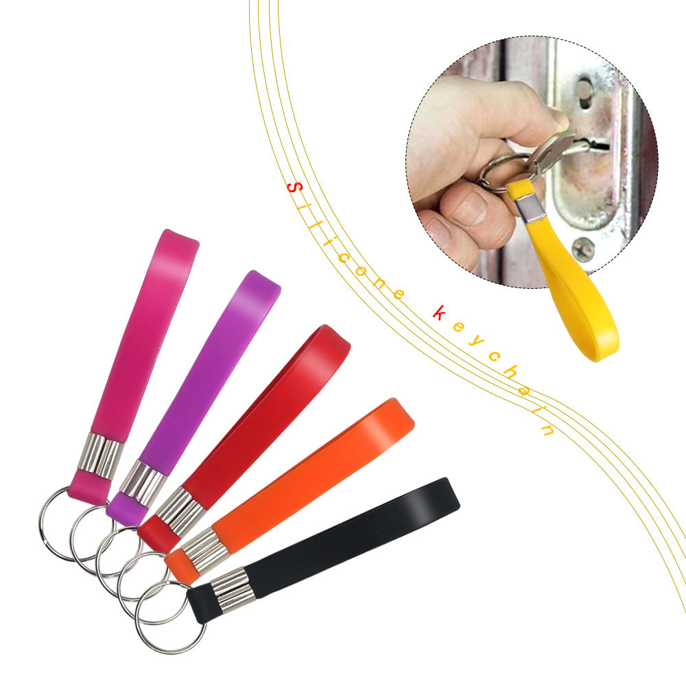 Screen Printed Silicone Wristband Keychain image 1
