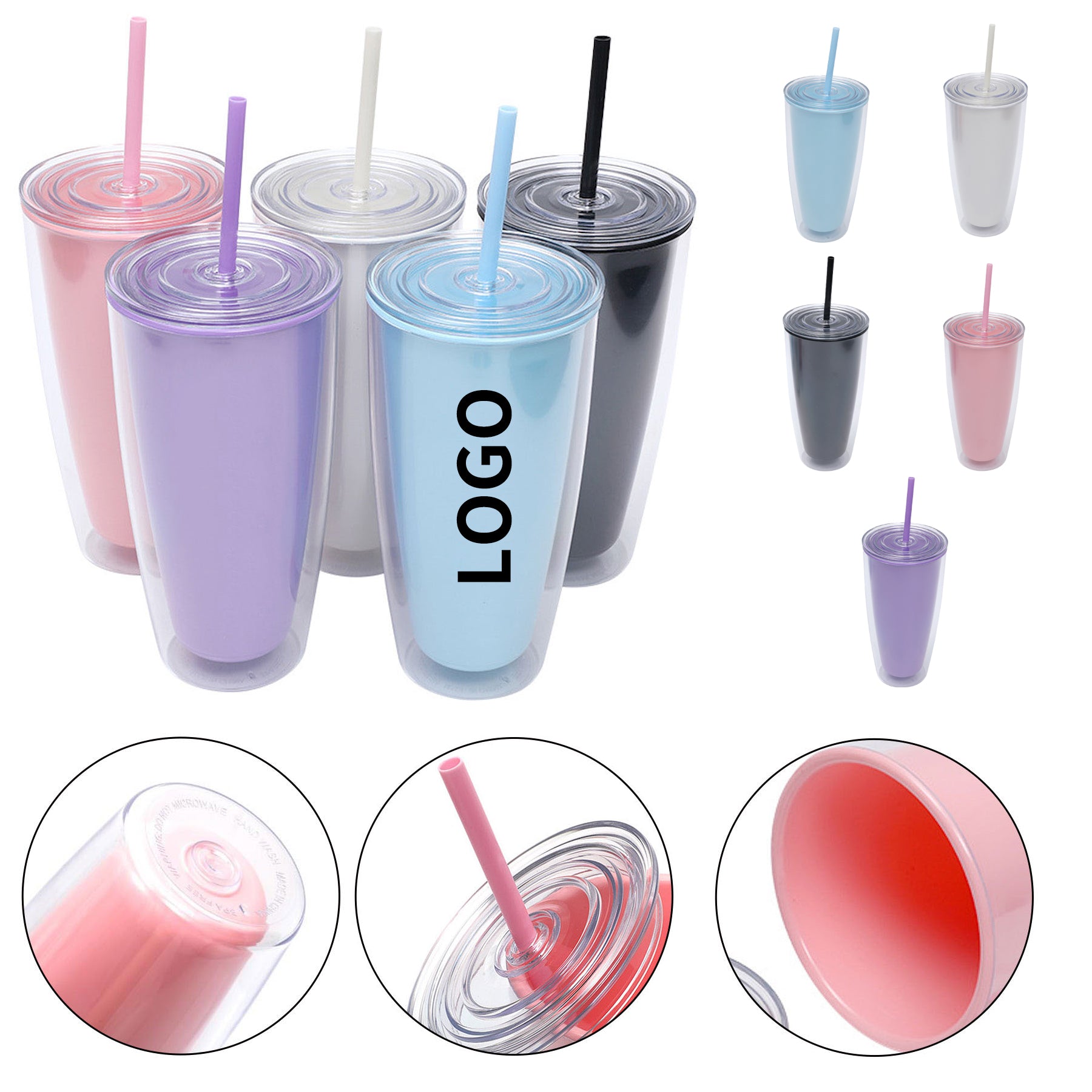 Double Wall Insulated Tumbler with Straw and Lid image 0