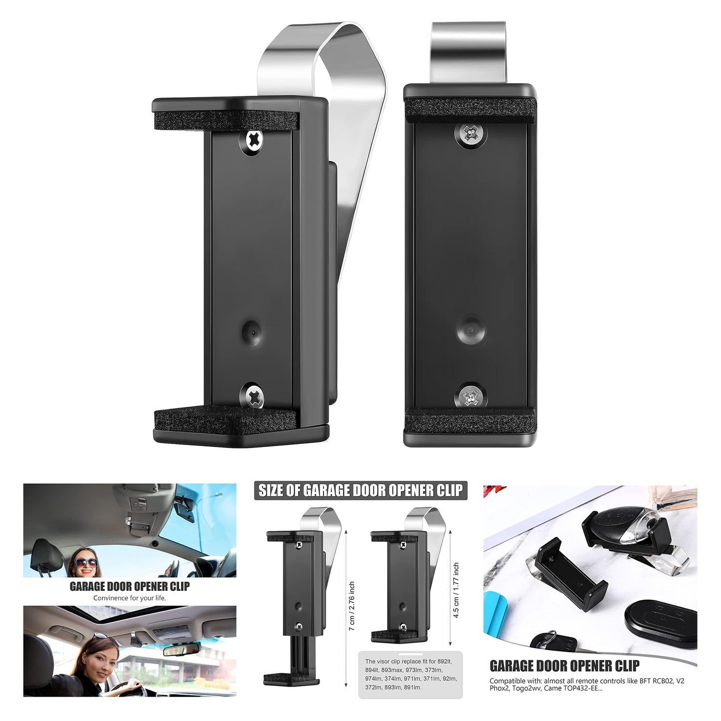 Garage Door Opener Clip Universal Car Garage Remote Visor Clip Fits for Remotes 1.7-2.8 Inch image 1