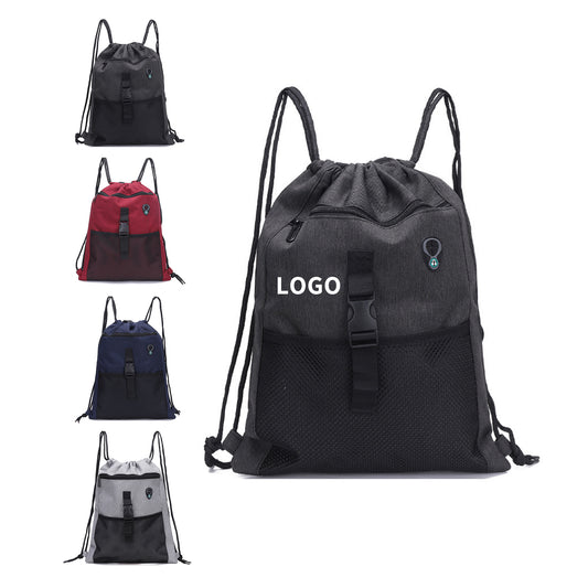 Oxford Nylon Drawstring Backpack with Headphone Jack image 0