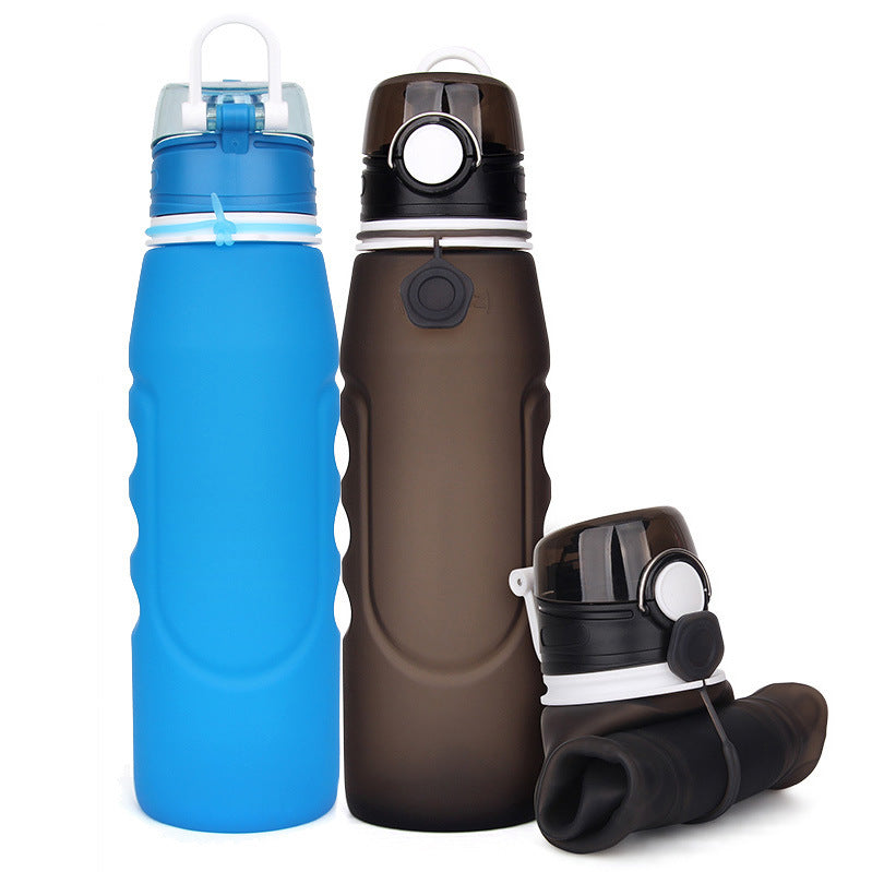 Foldable Silicone Water Bottle - Gray Black