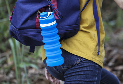 Foldable Silicone Water Bottle - Gray Black