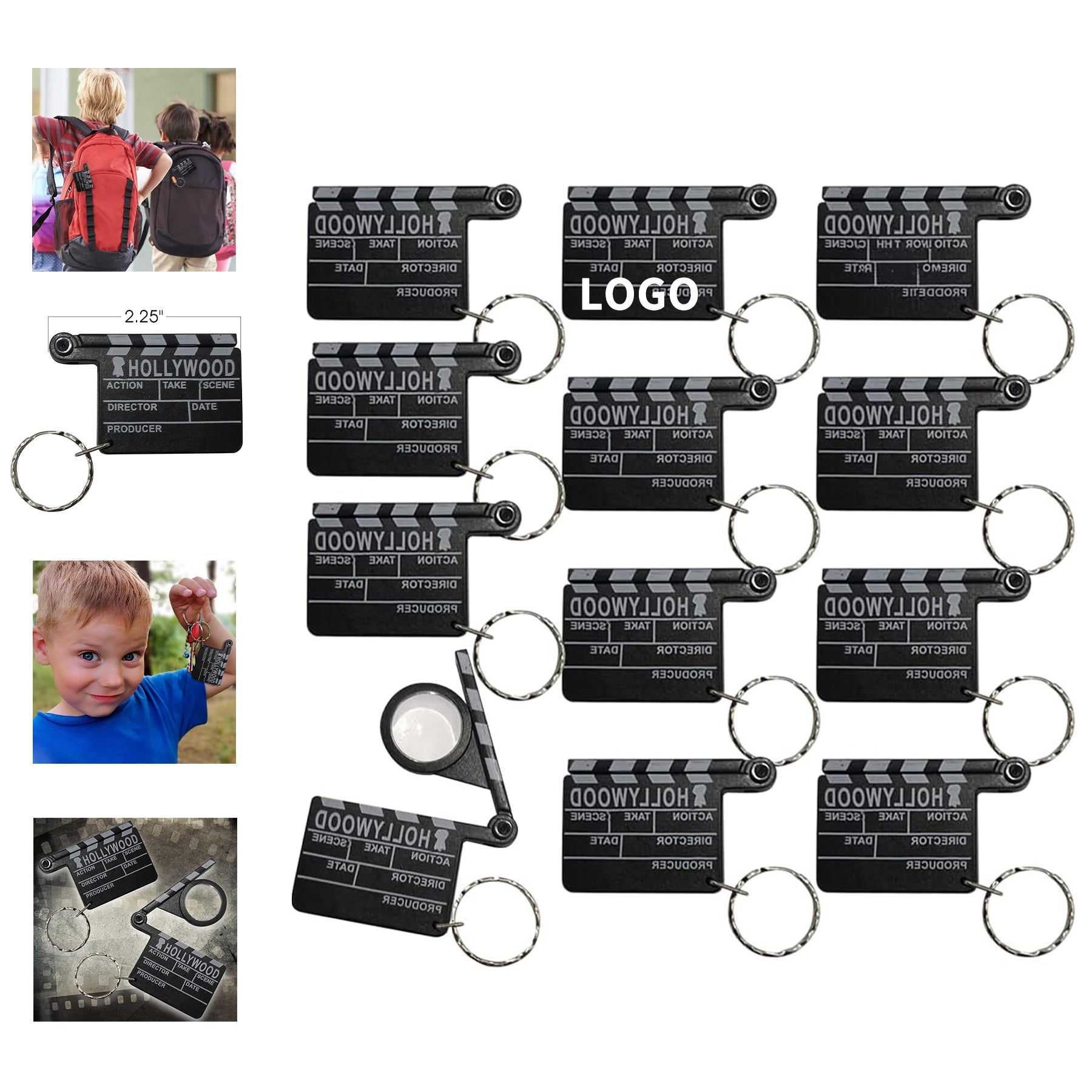 Hollywood Clapboard Keychains with Magnifying Glass image 0