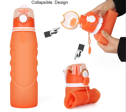Foldable Silicone Water Bottle - Gray Black