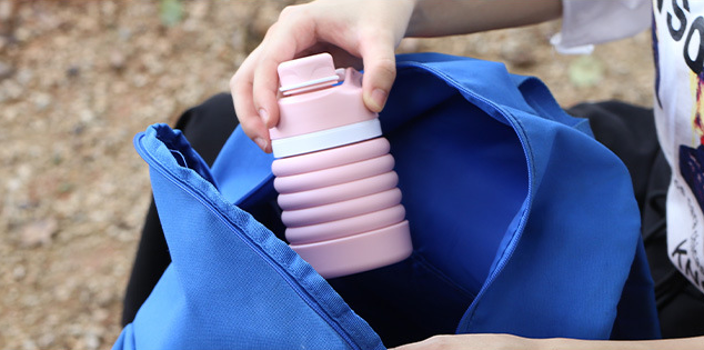 Foldable Silicone Water Bottle - Gray Black