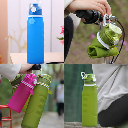 Foldable Silicone Water Bottle - Gray Black