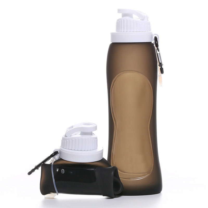Foldable Silicone Water Bottle - Gray Black