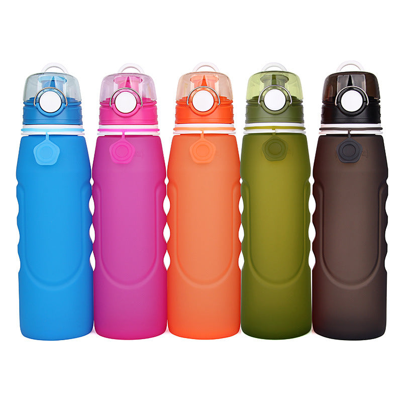 Foldable Silicone Water Bottle - Gray Black