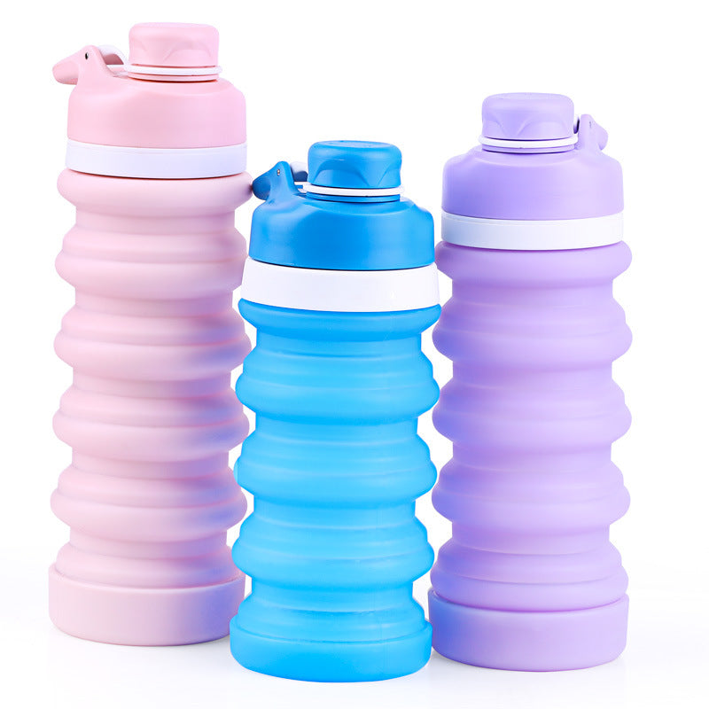 Foldable Silicone Water Bottle - Gray Black