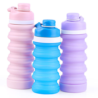 Foldable Silicone Water Bottle - Gray Black